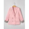 imageHappy Sailed Womens Casual Blazers Plaid Cuff Long Sleeve Double Breasted Open Front Blazer Jackets Work SuitsLight Pink
