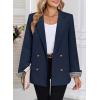 imageHappy Sailed Womens Casual Blazers Plaid Cuff Long Sleeve Double Breasted Open Front Blazer Jackets Work SuitsNavy Blue