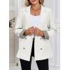 imageHappy Sailed Womens Casual Blazers Plaid Cuff Long Sleeve Double Breasted Open Front Blazer Jackets Work SuitsWhite
