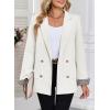 imageHappy Sailed Womens Casual Blazers Plaid Cuff Long Sleeve Double Breasted Open Front Blazer Jackets Work SuitsWhite