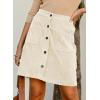 imageHappy Sailed Womens Corduroy Skirts Fall Winter High Waisted Button Down Aline Short Mini Skirt with PocketsBeige
