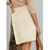 imageHappy Sailed Womens Corduroy Skirts Fall Winter High Waisted Button Down Aline Short Mini Skirt with PocketsBeige