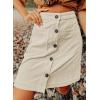 imageHappy Sailed Womens Corduroy Skirts Fall Winter High Waisted Button Down Aline Short Mini Skirt with PocketsBeige