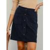 imageHappy Sailed Womens Corduroy Skirts Fall Winter High Waisted Button Down Aline Short Mini Skirt with PocketsBlue