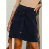 imageHappy Sailed Womens Corduroy Skirts Fall Winter High Waisted Button Down Aline Short Mini Skirt with PocketsBlue