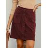 imageHappy Sailed Womens Corduroy Skirts Fall Winter High Waisted Button Down Aline Short Mini Skirt with PocketsBurgundy