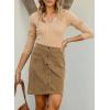imageHappy Sailed Womens Corduroy Skirts Fall Winter High Waisted Button Down Aline Short Mini Skirt with PocketsCamel