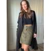 imageHappy Sailed Womens Corduroy Skirts Fall Winter High Waisted Button Down Aline Short Mini Skirt with PocketsGreen