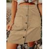 imageHappy Sailed Womens Corduroy Skirts Fall Winter High Waisted Button Down Aline Short Mini Skirt with PocketsKhaki