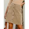 imageHappy Sailed Womens Corduroy Skirts Fall Winter High Waisted Button Down Aline Short Mini Skirt with PocketsKhaki