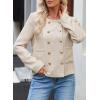 imageHappy Sailed Womens Cropped Tweed Blazers Casual Long Sleeve Double Breasted Open Front Blazer Jackets Work SuitsBeige