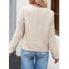imageHappy Sailed Womens Cropped Tweed Blazers Casual Long Sleeve Double Breasted Open Front Blazer Jackets Work SuitsBeige