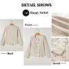imageHappy Sailed Womens Cropped Tweed Blazers Casual Long Sleeve Double Breasted Open Front Blazer Jackets Work SuitsBeige
