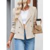imageHappy Sailed Womens Cropped Tweed Blazers Casual Long Sleeve Double Breasted Open Front Blazer Jackets Work SuitsBeige