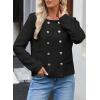 imageHappy Sailed Womens Cropped Tweed Blazers Casual Long Sleeve Double Breasted Open Front Blazer Jackets Work SuitsBlack