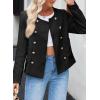 imageHappy Sailed Womens Cropped Tweed Blazers Casual Long Sleeve Double Breasted Open Front Blazer Jackets Work SuitsBlack