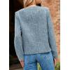 imageHappy Sailed Womens Cropped Tweed Blazers Casual Long Sleeve Double Breasted Open Front Blazer Jackets Work SuitsBlue