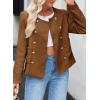 imageHappy Sailed Womens Cropped Tweed Blazers Casual Long Sleeve Double Breasted Open Front Blazer Jackets Work SuitsCoffee