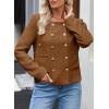 imageHappy Sailed Womens Cropped Tweed Blazers Casual Long Sleeve Double Breasted Open Front Blazer Jackets Work SuitsCoffee