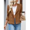 imageHappy Sailed Womens Cropped Tweed Blazers Casual Long Sleeve Double Breasted Open Front Blazer Jackets Work SuitsCoffee
