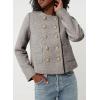 imageHappy Sailed Womens Cropped Tweed Blazers Casual Long Sleeve Double Breasted Open Front Blazer Jackets Work SuitsGray