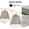 imageHappy Sailed Womens Cropped Tweed Blazers Casual Long Sleeve Double Breasted Open Front Blazer Jackets Work SuitsGray