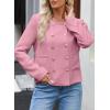 imageHappy Sailed Womens Cropped Tweed Blazers Casual Long Sleeve Double Breasted Open Front Blazer Jackets Work SuitsPink