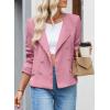 imageHappy Sailed Womens Cropped Tweed Blazers Casual Long Sleeve Double Breasted Open Front Blazer Jackets Work SuitsPink