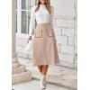 imageHappy Sailed Womens Faux Suede Skirt Spring Winter Elastic Waist Front Pockets A Line Midi Skirts with SplitApricot