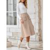 imageHappy Sailed Womens Faux Suede Skirt Spring Winter Elastic Waist Front Pockets A Line Midi Skirts with SplitApricot