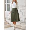 imageHappy Sailed Womens Faux Suede Skirt Spring Winter Elastic Waist Front Pockets A Line Midi Skirts with SplitGreen