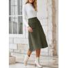 imageHappy Sailed Womens Faux Suede Skirt Spring Winter Elastic Waist Front Pockets A Line Midi Skirts with SplitGreen