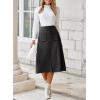 imageHappy Sailed Womens Faux Suede Skirt Spring Winter Elastic Waist Front Pockets A Line Midi Skirts with SplitGrey