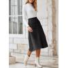 imageHappy Sailed Womens Faux Suede Skirt Spring Winter Elastic Waist Front Pockets A Line Midi Skirts with SplitGrey