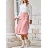 imageHappy Sailed Womens Faux Suede Skirt Spring Winter Elastic Waist Front Pockets A Line Midi Skirts with SplitPink