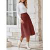 imageHappy Sailed Womens Faux Suede Skirt Spring Winter Elastic Waist Front Pockets A Line Midi Skirts with SplitRed