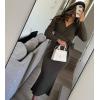 imageHappy Sailed Womens Knit Dress Spring Long Sleeve Wrap V Neck Tie Waist Ribbed Sweater DressesGreen