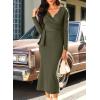 imageHappy Sailed Womens Knit Dress Spring Long Sleeve Wrap V Neck Tie Waist Ribbed Sweater DressesGreen