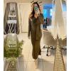 imageHappy Sailed Womens Knit Dress Spring Long Sleeve Wrap V Neck Tie Waist Ribbed Sweater DressesGreen