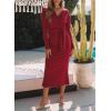 imageHappy Sailed Womens Knit Dress Spring Long Sleeve Wrap V Neck Tie Waist Ribbed Sweater DressesRed