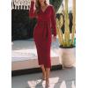 imageHappy Sailed Womens Knit Dress Spring Long Sleeve Wrap V Neck Tie Waist Ribbed Sweater DressesRed