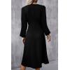 imageHappy Sailed Womens Long Sleeve Ruched Waist Flowy A Line High Low Midi Cocktail Party DressBlack