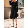imageHappy Sailed Womens Long Sleeve Ruched Waist Flowy A Line High Low Midi Cocktail Party DressBlack