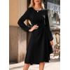 imageHappy Sailed Womens Long Sleeve Ruched Waist Flowy A Line High Low Midi Cocktail Party DressBlack