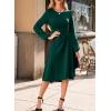 imageHappy Sailed Womens Long Sleeve Ruched Waist Flowy A Line High Low Midi Cocktail Party DressBlackish Green