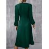 imageHappy Sailed Womens Long Sleeve Ruched Waist Flowy A Line High Low Midi Cocktail Party DressBlackish Green