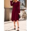 imageHappy Sailed Womens Long Sleeve Ruched Waist Flowy A Line High Low Midi Cocktail Party DressBurgundy