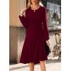 imageHappy Sailed Womens Long Sleeve Ruched Waist Flowy A Line High Low Midi Cocktail Party DressBurgundy