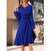 imageHappy Sailed Womens Long Sleeve Ruched Waist Flowy A Line High Low Midi Cocktail Party DressDark Blue