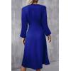 imageHappy Sailed Womens Long Sleeve Ruched Waist Flowy A Line High Low Midi Cocktail Party DressDark Blue